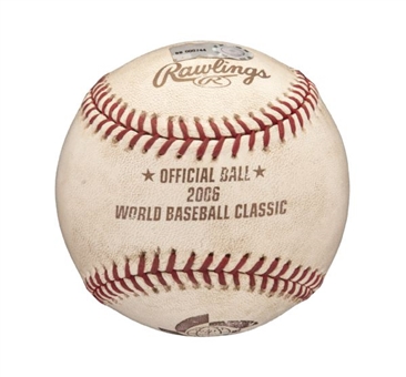 2006 Derek Jeter Game Used World Baseball Classic RBI Single Baseball - MLB Authenticated 